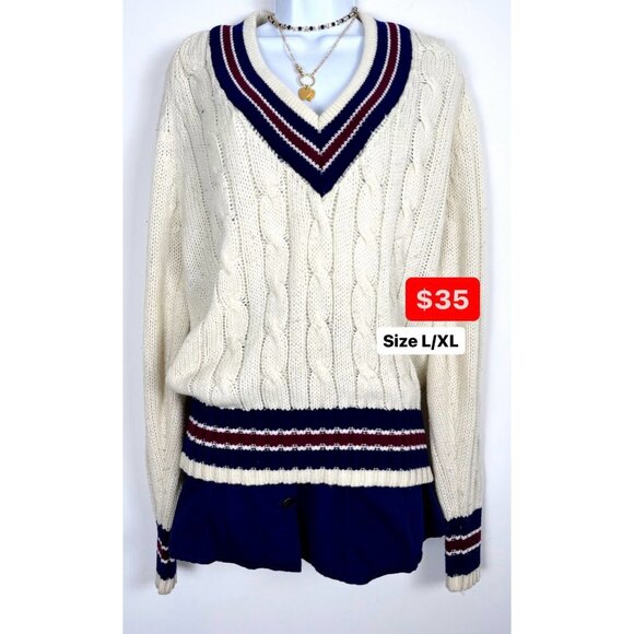 Cable Knit Sweater Vintage Size Large - Picture 1 of 5